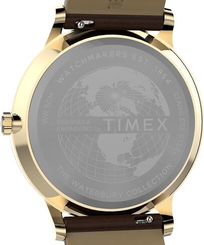 Timex Men's Waterbury Classic 40mm Watch - Brown Strap White Dial Gold-Tone Case in Saudi Arabia