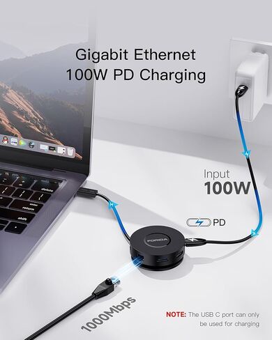 Micro USB C Docking Station Dual HDMI Monitor FORIDA Type C Hub Dual 4K HDMI USB C to Network Adapter 1 Gbps Ethernet 100W Power Delivery Micro SD Card Reader for MacBook/Dell/HP/Lenovo ThinkPad in Kuwait