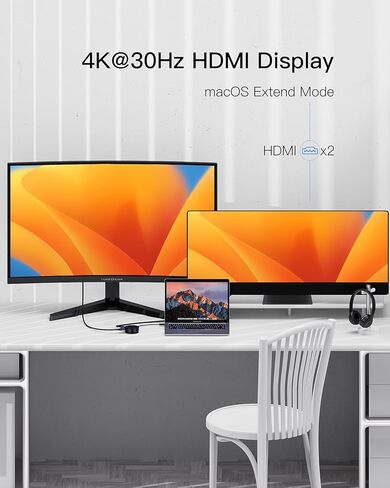 Micro USB C Docking Station Dual HDMI Monitor FORIDA Type C Hub Dual 4K HDMI USB C to Network Adapter 1 Gbps Ethernet 100W Power Delivery Micro SD Card Reader for MacBook/Dell/HP/Lenovo ThinkPad in Kuwait