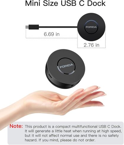 Micro USB C Docking Station Dual HDMI Monitor FORIDA Type C Hub Dual 4K HDMI USB C to Network Adapter 1 Gbps Ethernet 100W Power Delivery Micro SD Card Reader for MacBook/Dell/HP/Lenovo ThinkPad in Kuwait