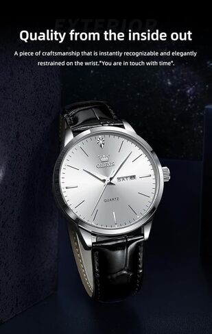 OLEVS Mens Watches, Dress Waterproof Classic Analog Casual Luxury Wrist Watch for Men with Date, Easy to Read Relojes para Hombres Male Quartz Wristwatch with Brown Black Leather Band Blue Black Dial in Saudi Arabia