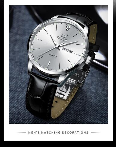 OLEVS Mens Watches, Dress Waterproof Classic Analog Casual Luxury Wrist Watch for Men with Date, Easy to Read Relojes para Hombres Male Quartz Wristwatch with Brown Black Leather Band Blue Black Dial in Saudi Arabia