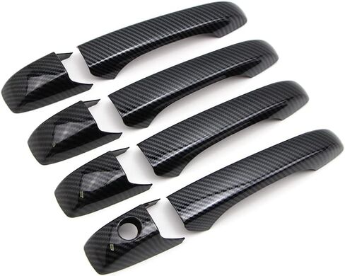 Dreamseek Door Handle Cover متوافق مع Jeep Grand Grand Cherokee Patriot Compass 07-13 ، Chrysler 200 300 Sebring ، Dodge Avenger Caliber Magnum Durango Molding Trim Carbon Libital نمط مع ثقب المفتاح الذكي in Kuwait