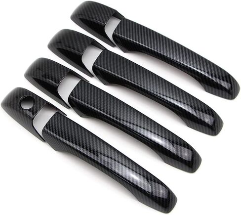 Dreamseek Door Handle Cover متوافق مع Jeep Grand Grand Cherokee Patriot Compass 07-13 ، Chrysler 200 300 Sebring ، Dodge Avenger Caliber Magnum Durango Molding Trim Carbon Libital نمط مع ثقب المفتاح الذكي in Kuwait