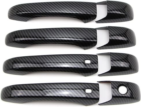 Dreamseek Door Handle Cover متوافق مع Jeep Grand Grand Cherokee Patriot Compass 07-13 ، Chrysler 200 300 Sebring ، Dodge Avenger Caliber Magnum Durango Molding Trim Carbon Libital نمط مع ثقب المفتاح الذكي in Kuwait