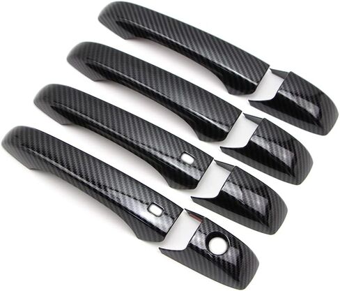 Dreamseek Door Handle Cover متوافق مع Jeep Grand Grand Cherokee Patriot Compass 07-13 ، Chrysler 200 300 Sebring ، Dodge Avenger Caliber Magnum Durango Molding Trim Carbon Libital نمط مع ثقب المفتاح الذكي in Kuwait