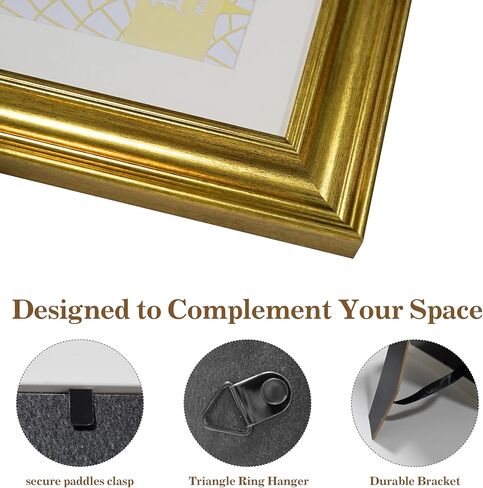 VIOLABBEY 5x7 Picture Frame Gold, Vintage Photo Frames, Fits Pictures 4x6 with Mat or 5 x 7 without Mat, Display for Tabletop and Wall in Kuwait
