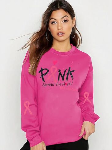 YALUCOR Women Cancer Sweatshirt Breast Cancer Pullover Top Pink Ribbon Spread The Hope Top Cancer Awareness Support Shirt in Kuwait