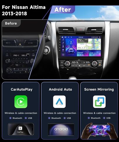 HiFi 16EQ Radio for Nissan Altima 2013-2018 Android Car Stereo Radio with Wireless Carplay Android Auto,10.1inch 1080P HD IPS Touchscreen Radio GPS WiFi Bluetooth FM/RDS Backup Camera in Saudi Arabia