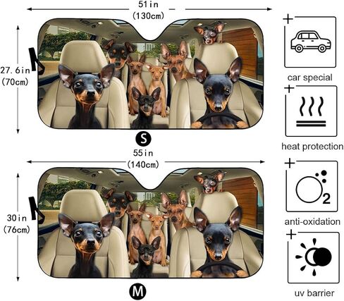 Windshield Sun Shade Miniature Pinscher Auto Sun Shield Privacy Blackout Keeps Your Vehicle Cool and Damage Free Easy to Use for Most Sedans SUV Truck Automotive 55x30in in Saudi Arabia