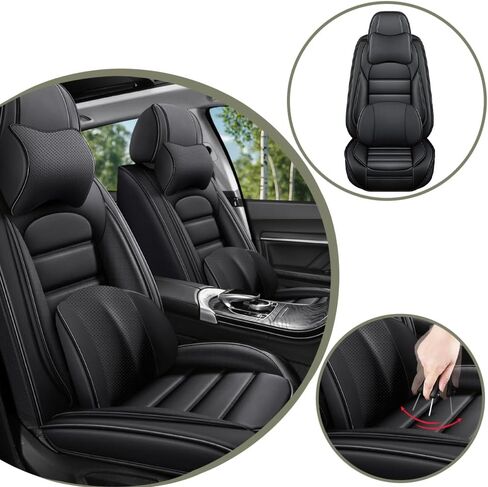 Universal Car Seat Covers for VW Jetta 2000-2024 2025 Comfortable and Anti-Slip Seat Covers,Waterproof Leather Seat Protectors Interior Accessories(5Pcs Deluxe-Black) in Saudi Arabia