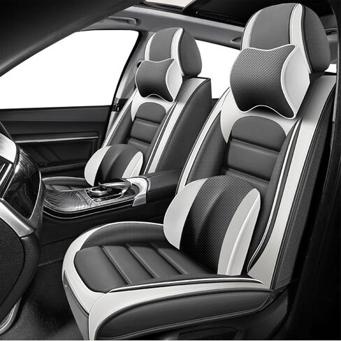 Universal Car Seat Covers for VW Jetta 2000-2024 2025 Comfortable and Anti-Slip Seat Covers,Waterproof Leather Seat Protectors Interior Accessories(5Pcs Deluxe-Black) in Saudi Arabia