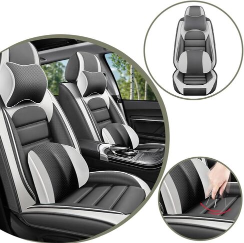 Universal Car Seat Covers for VW Jetta 2000-2024 2025 Comfortable and Anti-Slip Seat Covers,Waterproof Leather Seat Protectors Interior Accessories(5Pcs Deluxe-Black) in Saudi Arabia