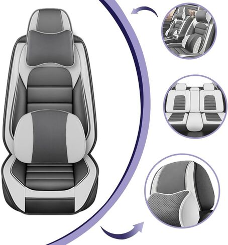 Universal Car Seat Covers for VW Jetta 2000-2024 2025 Comfortable and Anti-Slip Seat Covers,Waterproof Leather Seat Protectors Interior Accessories(5Pcs Deluxe-Black) in Saudi Arabia