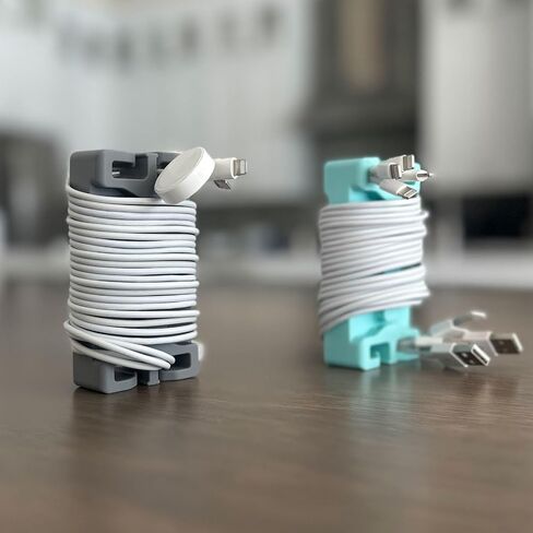 DeskBrick Silicone + Steel-Weighted Cord Holder for Desk. Weighted Cord Organizer & Cable Management for Desktop. Useful Phone Accessory & Cable Holder for Office, Home. No Adhesive. Black in Kuwait