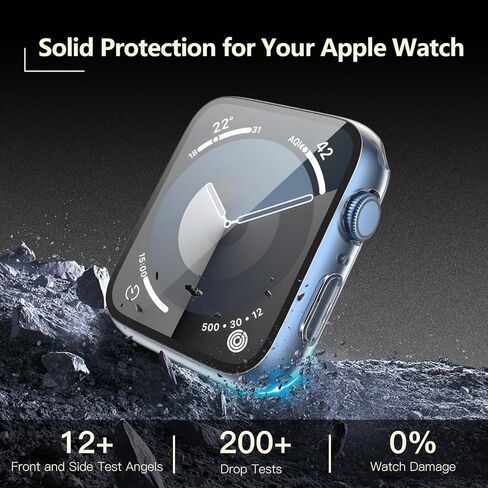 Julk [2 Pack] حالة مقاومة للماء لـ Apple Watch 41 مم مدمجة في واقي الشاشة الزجاجية المقسى ، مصد حارس نحيف مع زجاج عالي الدقة ، غطاء كمبيوتر صلب لسلسلة IWatch 9/8/7 41 مم ، شفاف in Kuwait