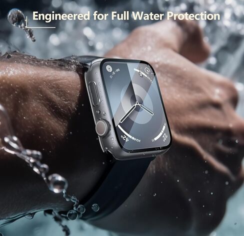 Julk [2 Pack] حالة مقاومة للماء لـ Apple Watch 41 مم مدمجة في واقي الشاشة الزجاجية المقسى ، مصد حارس نحيف مع زجاج عالي الدقة ، غطاء كمبيوتر صلب لسلسلة IWatch 9/8/7 41 مم ، شفاف in Kuwait