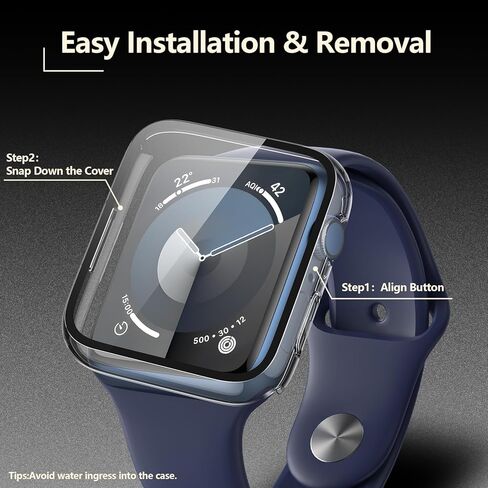 Julk [2 Pack] حالة مقاومة للماء لـ Apple Watch 41 مم مدمجة في واقي الشاشة الزجاجية المقسى ، مصد حارس نحيف مع زجاج عالي الدقة ، غطاء كمبيوتر صلب لسلسلة IWatch 9/8/7 41 مم ، شفاف in Kuwait