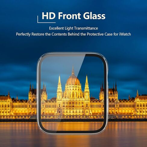 Julk [2 Pack] حالة مقاومة للماء لـ Apple Watch 41 مم مدمجة في واقي الشاشة الزجاجية المقسى ، مصد حارس نحيف مع زجاج عالي الدقة ، غطاء كمبيوتر صلب لسلسلة IWatch 9/8/7 41 مم ، شفاف in Kuwait