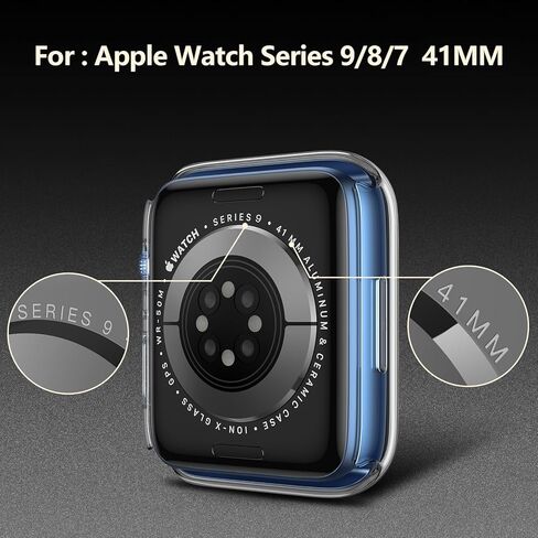 Julk [2 Pack] حالة مقاومة للماء لـ Apple Watch 41 مم مدمجة في واقي الشاشة الزجاجية المقسى ، مصد حارس نحيف مع زجاج عالي الدقة ، غطاء كمبيوتر صلب لسلسلة IWatch 9/8/7 41 مم ، شفاف in Kuwait