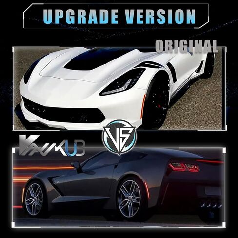 4 PCS Front & Rear LED Side Marker Lights for Chevy Corvette C7 2014-2019, Chevy Smoked Lens Side Bumper Marker Lights, C7 Amber & Red LED Turn Signal Lamps in Saudi Arabia