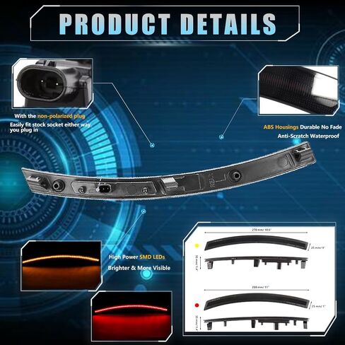4 PCS Front & Rear LED Side Marker Lights for Chevy Corvette C7 2014-2019, Chevy Smoked Lens Side Bumper Marker Lights, C7 Amber & Red LED Turn Signal Lamps in Saudi Arabia
