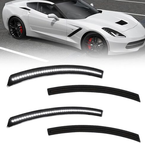 4 PCS Front & Rear LED Side Marker Lights for Chevy Corvette C7 2014-2019, Chevy Smoked Lens Side Bumper Marker Lights, C7 Amber & Red LED Turn Signal Lamps in Saudi Arabia