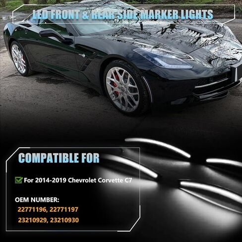 4 PCS Front & Rear LED Side Marker Lights for Chevy Corvette C7 2014-2019, Chevy Smoked Lens Side Bumper Marker Lights, C7 Amber & Red LED Turn Signal Lamps in Saudi Arabia