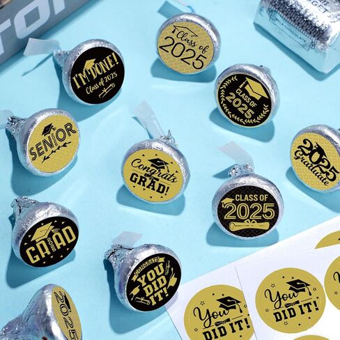 240Pcs Class of 2025 Graduation Stickers,Congrats Party Favors Chocolate Sticker Candy Labels for 2025 Senior High School College Graduation Supplies and Decorations (Black and Silver) in Kuwait