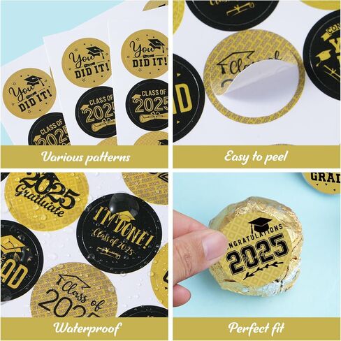 240Pcs Class of 2025 Graduation Stickers,Congrats Party Favors Chocolate Sticker Candy Labels for 2025 Senior High School College Graduation Supplies and Decorations (Black and Silver) in Kuwait