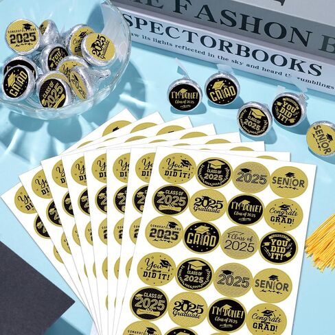 240Pcs Class of 2025 Graduation Stickers,Congrats Party Favors Chocolate Sticker Candy Labels for 2025 Senior High School College Graduation Supplies and Decorations (Black and Silver) in Kuwait