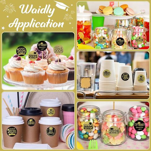 240Pcs Class of 2025 Graduation Stickers,Congrats Party Favors Chocolate Sticker Candy Labels for 2025 Senior High School College Graduation Supplies and Decorations (Black and Silver) in Kuwait