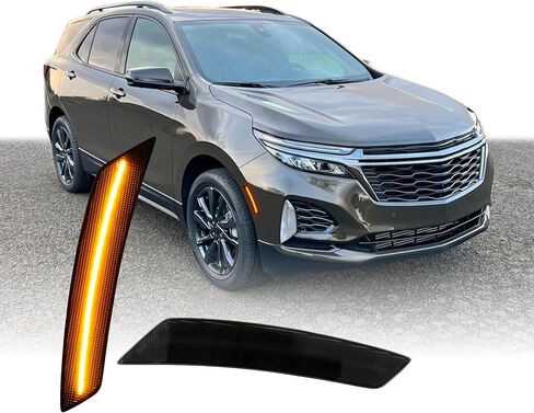 USR 22-24 THETA SUV SIV Side Marker Light-زوج مواقف لوقوف السيارات المدخنة الأمامية (يسار + يمين)-متوافق مع 2022-2024 شيفروليه الاعتدال جميع الطرز مثل LS ، LT ، RS ، Premier (عدسة الدخان مع LED AMBER) in Kuwait
