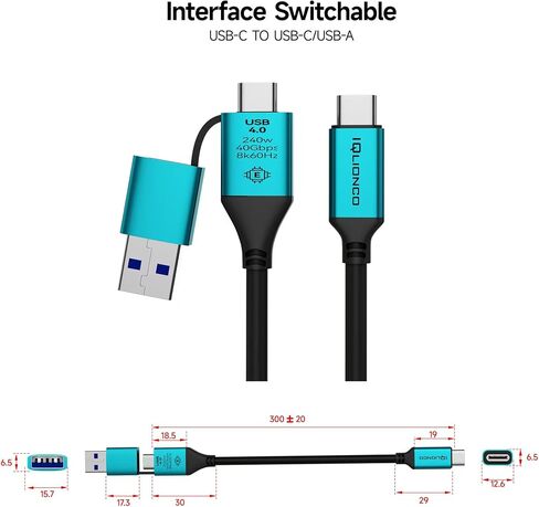 Promotion! USB C Cable Multi Charging Cable, 240w 2in1 40GBPS Short Fast Charging Cable for iPhone 16 Pro Max15 Pro iPad Pro/AIR/Mini 6 MacBook,Samsung Galaxy S24 Ultra(11.8inch) in Kuwait