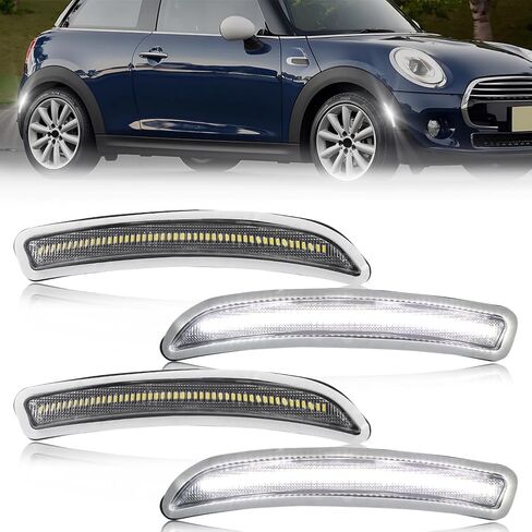 Front/Rear Side Marker Light Compatible with Gen3 MINI Coop-er F55 F56 F57 2015 2016 2017 2018 2019 2020 2021 2022, [DOT Certified] Amber/Red LED Sidemarker Lamp, 4 PCS, Smoked Lens in Kuwait