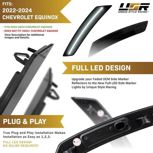 USR 22-24 THETA SUV SIV Side Marker Light-زوج مواقف لوقوف السيارات المدخنة الأمامية (يسار + يمين)-متوافق مع 2022-2024 شيفروليه الاعتدال جميع الطرز مثل LS ، LT ، RS ، Premier (عدسة الدخان مع LED AMBER) in Saudi Arabia