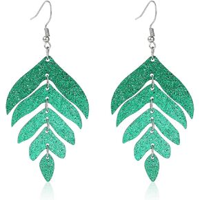 Acrylic Palm Tree Leaf Dangle Earrings for Women Resin Tropical Green Plant Monstera 3 leaves Chandelier Layered Drop Earrings Summer Holiday Beach Fashion Jewelry Unique Gifts in Saudi Arabia