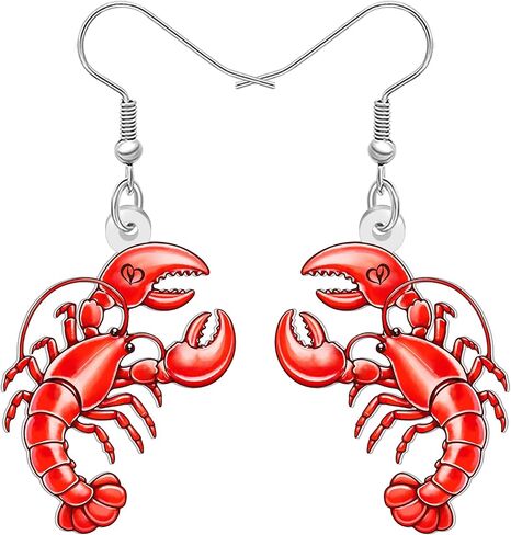 NEWEI Acrylic Cute Sea Animal Lobster with Starfish Dangle Earrings for Women Funny Shrimp Jewelry Accessories Gifts for Beach Lovers Vacation Party Charms in Saudi Arabia