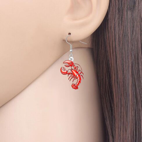 NEWEI Acrylic Cute Sea Animal Lobster with Starfish Dangle Earrings for Women Funny Shrimp Jewelry Accessories Gifts for Beach Lovers Vacation Party Charms in Saudi Arabia