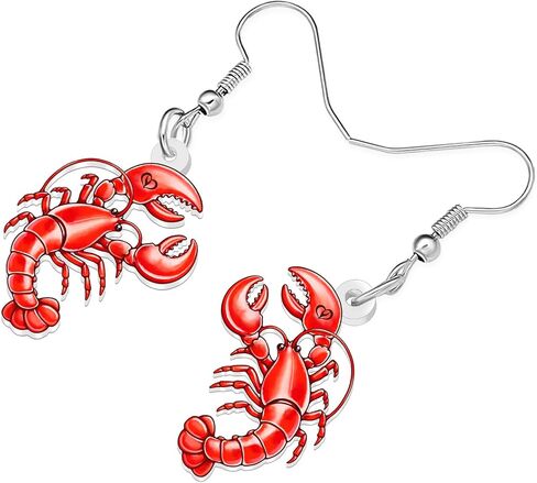 NEWEI Acrylic Cute Sea Animal Lobster with Starfish Dangle Earrings for Women Funny Shrimp Jewelry Accessories Gifts for Beach Lovers Vacation Party Charms in Saudi Arabia