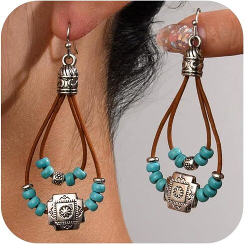 Western Earrings for Women - Turquoise Dangle Country Jewelry Accessories, Lightweight Bohemian Style Music Festival Accessories in Saudi Arabia