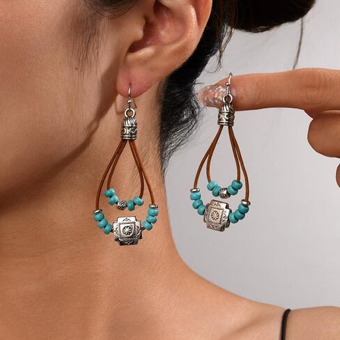 Western Earrings for Women - Turquoise Dangle Country Jewelry Accessories, Lightweight Bohemian Style Music Festival Accessories in Saudi Arabia