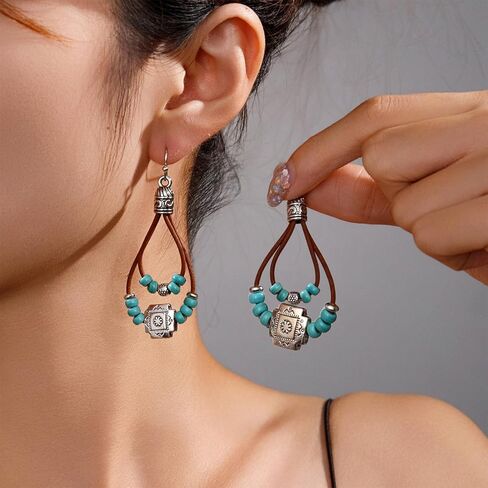Western Earrings for Women - Turquoise Dangle Country Jewelry Accessories, Lightweight Bohemian Style Music Festival Accessories in Saudi Arabia