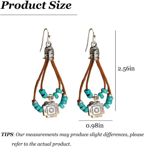 Western Earrings for Women - Turquoise Dangle Country Jewelry Accessories, Lightweight Bohemian Style Music Festival Accessories in Saudi Arabia