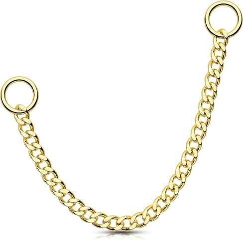 Oufer 14k أقراط ذهبية ، سلسلة متداولة قابلة للتحويل للثقب المزدوج ، أقراط متدلية إسقاط in Saudi Arabia