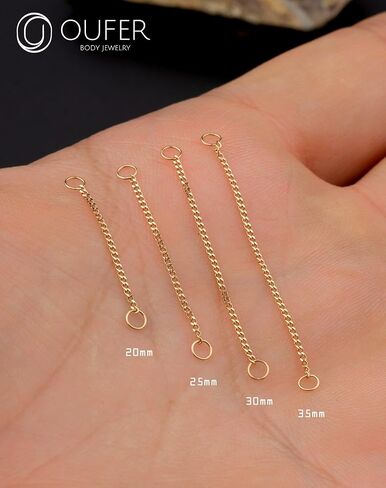 Oufer 14k أقراط ذهبية ، سلسلة متداولة قابلة للتحويل للثقب المزدوج ، أقراط متدلية إسقاط in Saudi Arabia