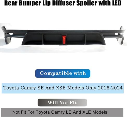 شفة الناشر الخلفية مع LED متوافق مع تويوتا كامري SE XSE 2018-2024 Yofer V1 النمط الموفقات الشفاه الخلفية المصد الخلفي (طباعة ألياف الكربون) in Kuwait
