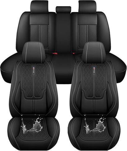 تغطي مقعد السيارة مجموعة كاملة لأغطية المقعد الجلدية Audi Q7 2007-2024 ، وغطاء مقعد غير مقاوم للماء ، وحماية مقعد السيارات الأكياس التكيفية （قياسية ، أسود） in Kuwait