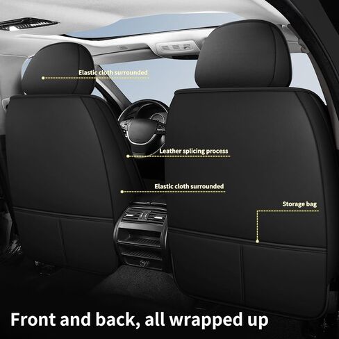 تغطي مقعد السيارة مجموعة كاملة لأغطية المقعد الجلدية Audi Q7 2007-2024 ، وغطاء مقعد غير مقاوم للماء ، وحماية مقعد السيارات الأكياس التكيفية （قياسية ، أسود） in Kuwait