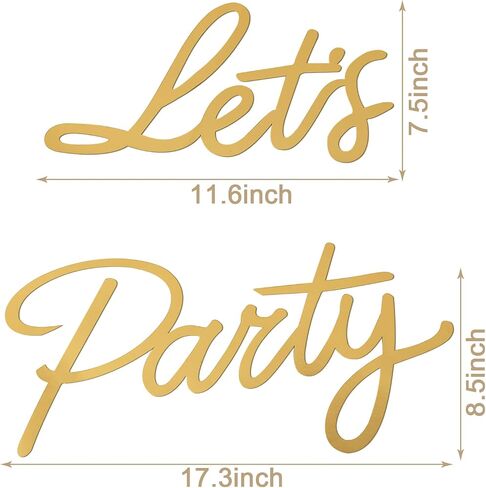 Let's Party Sign for Backdrop - 'Let's Party' Sign Decal for Balloon Arch Birthday Graduation Wedding Bachelorette Christmas Celebrate Decorations (Gold) in Kuwait